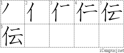 伝: Stroke Order Diagram