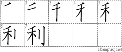 利: Stroke Order Diagram