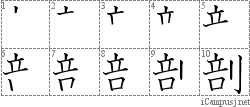 剖: Stroke Order Diagram