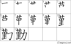 勤: Stroke Order Diagram
