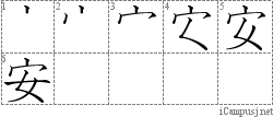 安: Stroke Order Diagram