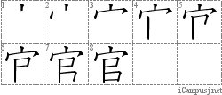 官: Stroke Order Diagram