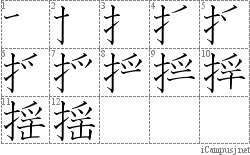 揺: Stroke Order Diagram