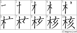 核: Stroke Order Diagram