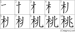 桃: Stroke Order Diagram