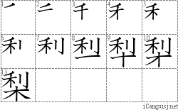 梨: Stroke Order Diagram