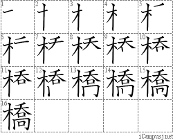 橋: Stroke Order Diagram