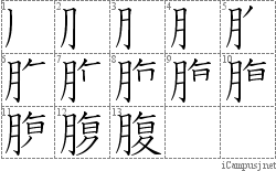 腹: Stroke Order Diagram