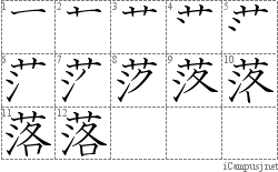 落: Stroke Order Diagram