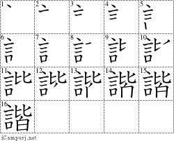 諧: Stroke Order Diagram