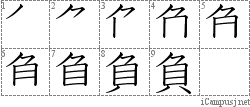 負: Stroke Order Diagram