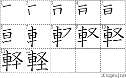 軽: Stroke Order Diagram