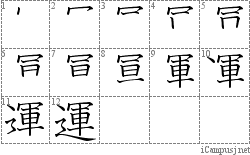 運: Stroke Order Diagram