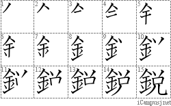 鋭: Stroke Order Diagram