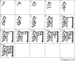 鋼: Stroke Order Diagram