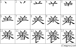 養: Stroke Order Diagram