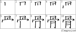 骨: Stroke Order Diagram