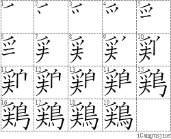 鶏: Stroke Order Diagram